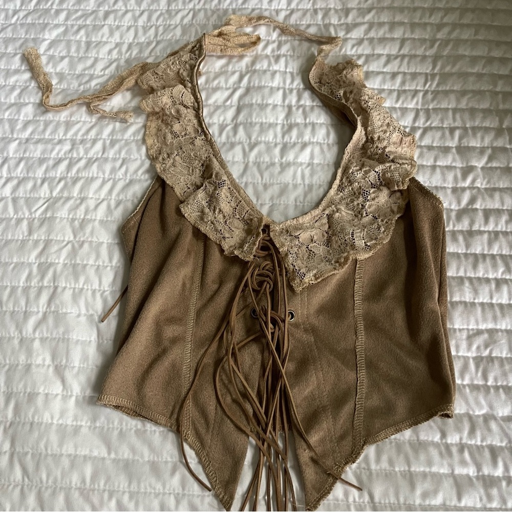Lace Tie Halter Top